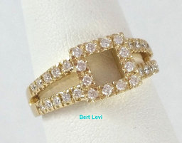 0.55 ct 14K Yellow Gold Round Brilliant Diamond Engagement / Fashion Square Ring