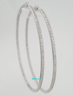 Inside Out Hoop Diamond Earrings 2 ct 14k White Gold 2.45" 14.7 Grams Rtl $6K