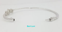 Pear & Round Cut Diamonds 1.2 ct Bangle Bracelet 18K White Gold 6.5"