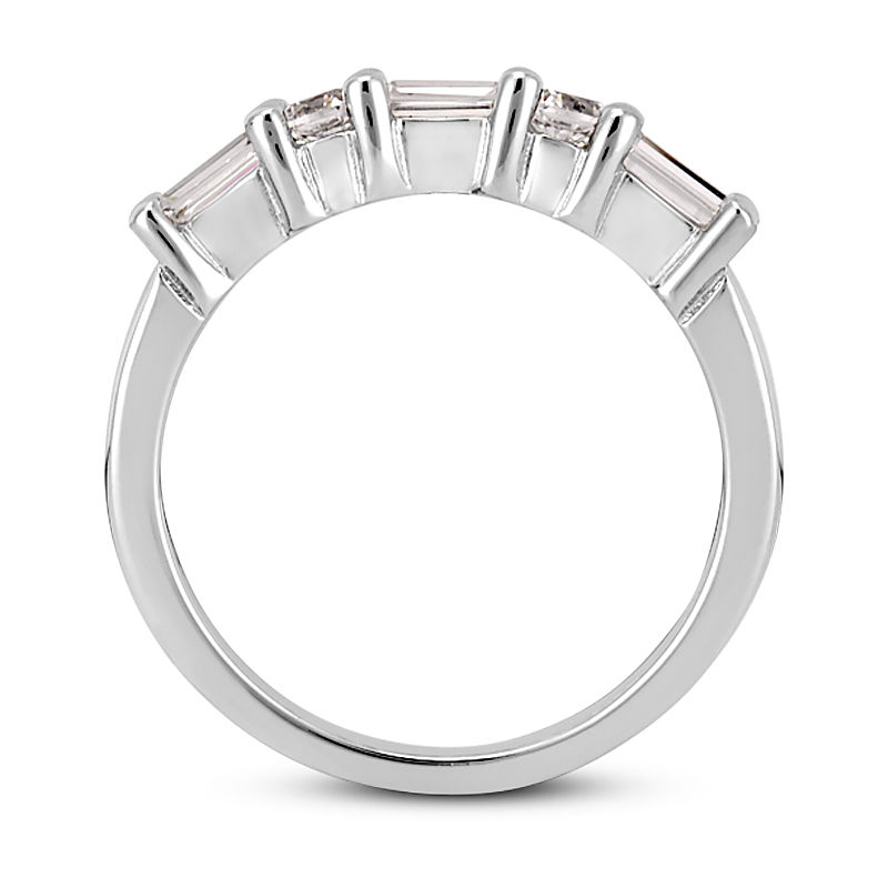 Thumbnail: Ladies 14KT White Gold Platinum Diamond Wedding Band WB957