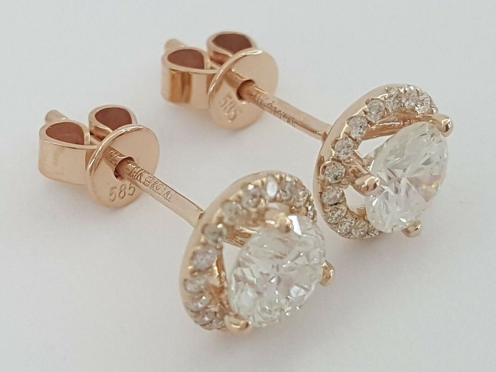 Thumbnail: Round Halo Diamond Stud Earrings 1.16 ct 14k Rose Gold EGL-USA Rtl $4,880