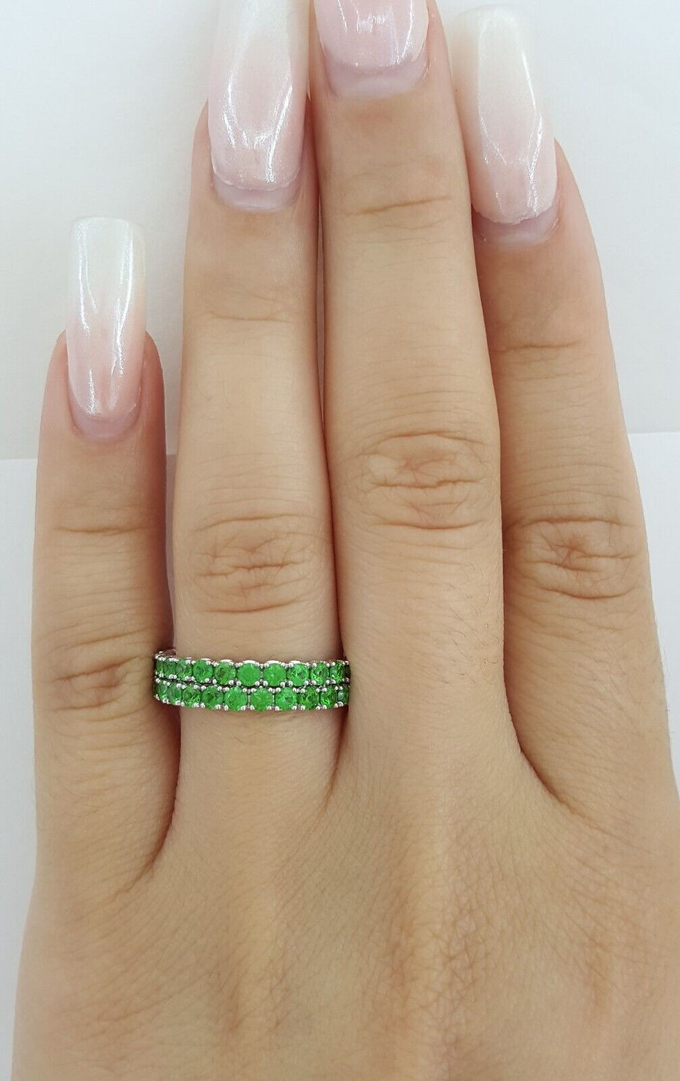 Thumbnail: SPARK Creations Tsavorite Full Circle Eternity Ring 2.1 mm 18k White Gold $3,920