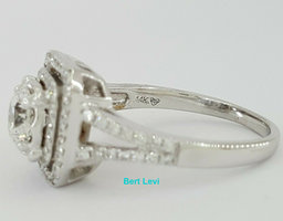 Round Cut Diamond Double Halo Engagement Ring 1.55 ct 14K White Gold Retail $12k