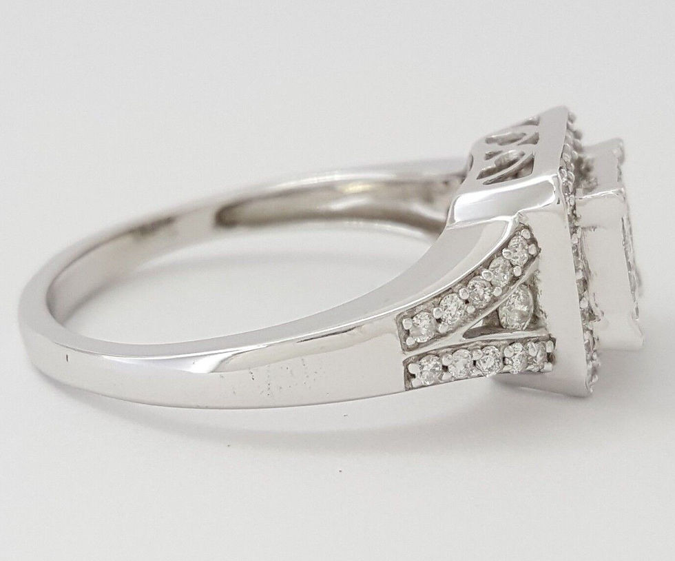 Thumbnail: 1 ct 14k White Gold Invisible Set Princess & Round Cut Diamond Engagement Ring