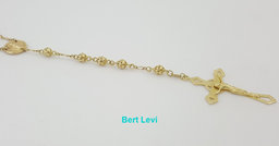 Crucifix Rosary 14k Yellow Gold Bead Necklace 29" 14.5 gr
