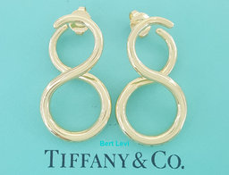 Tiffany & Co Infinity Large 18K Yellow Gold Stud Earrings 14.3 Grams 1.2" 1990’s