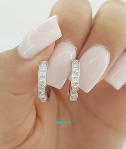 Princess Cut Diamond Hugger Hoop Earrings 15.3 mm 0.84 ct 14K White Gold