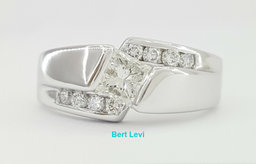14K White Gold 0.76ct Princess Brilliant Cut Diamond Channel Set Engagement Ring