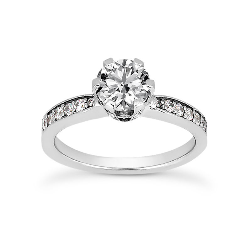 Ladies 14KT White Gold Platinum Fancy Engagement Ring ENR8638