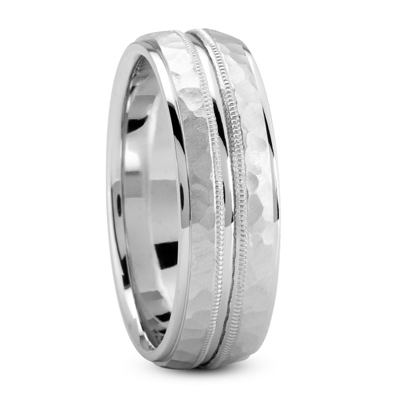 Mens 14KT White Gold Platinum Traditional Wedding Band M366