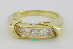 Channel Set Princess Cut 5-Stone Wedding Band Ring 5.6mm 0.85 ct 18K Yellow Gold
