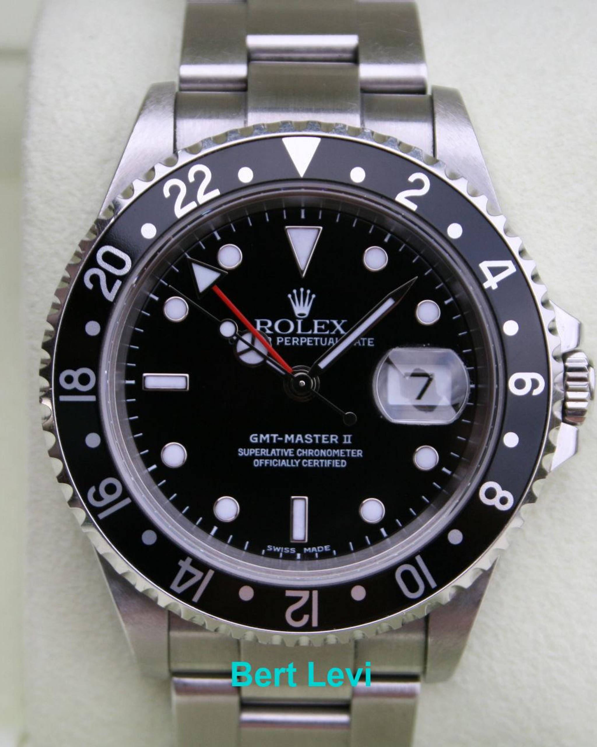 ROLEX 16710 GMT MASTER II BLACK BEZEL F SERIAL BOX AND PAPER