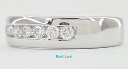Leo Channel Set Round Diamond Wedding Anniversary Band 6mm 14k White Gold 0.42ct