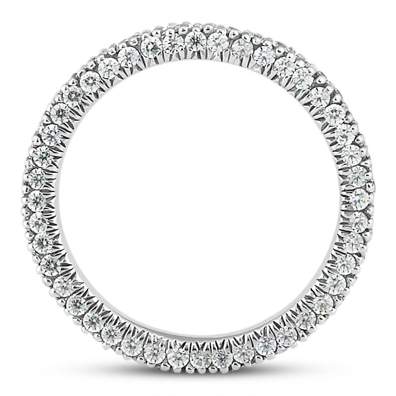 Thumbnail: Ladies 14KT White Gold Platinum Round Diamond Eternity Wedding Band EWB481-1-4