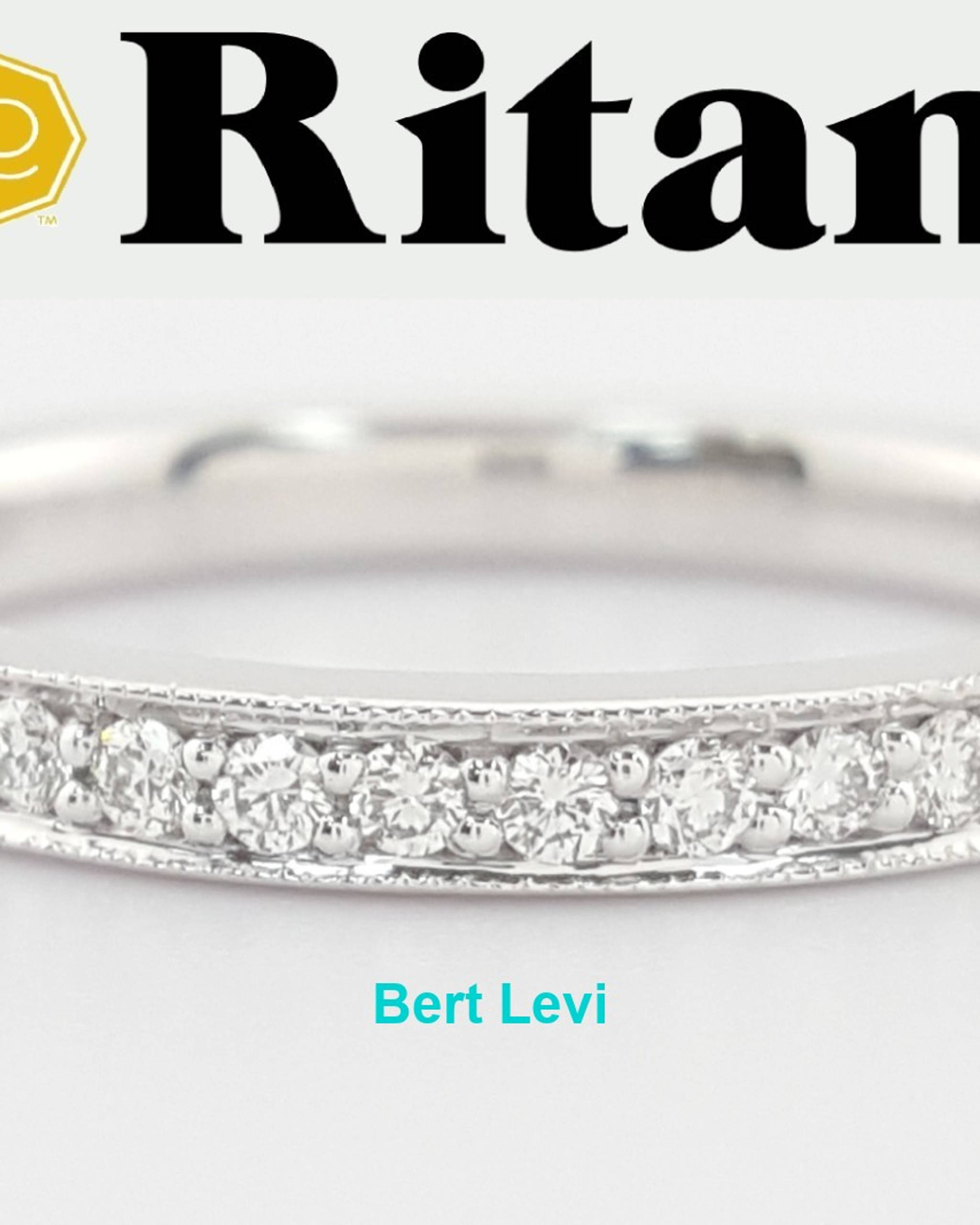 Ritani Round Diamond 21697 Wedding Band Ring 0.24 ct 18k White Gold Rtl $2,798