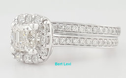 Gabriel & Co Asscher Cut Diamond Engagement Ring Set 2.11 ct 14k White Gold $12K