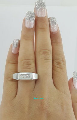 Round Cut Diamond Channel Set Wedding Band 0.27 ct 14K White Ring 8 mm Size 9.5