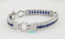 Vintage Sapphire & Diamond Bracelet 8.1 mm 6.36 ct 18K White Gold 27.1 Grams