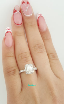 Emerald Cut Diamond Halo Engagement Ring 1.42 ct 14K White Gold Retail $7,995