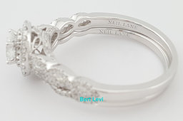 Neil Lane Oval Diamond Double Halo Engagement Ring & Band Set 1.38 ct Rtl $5.7K