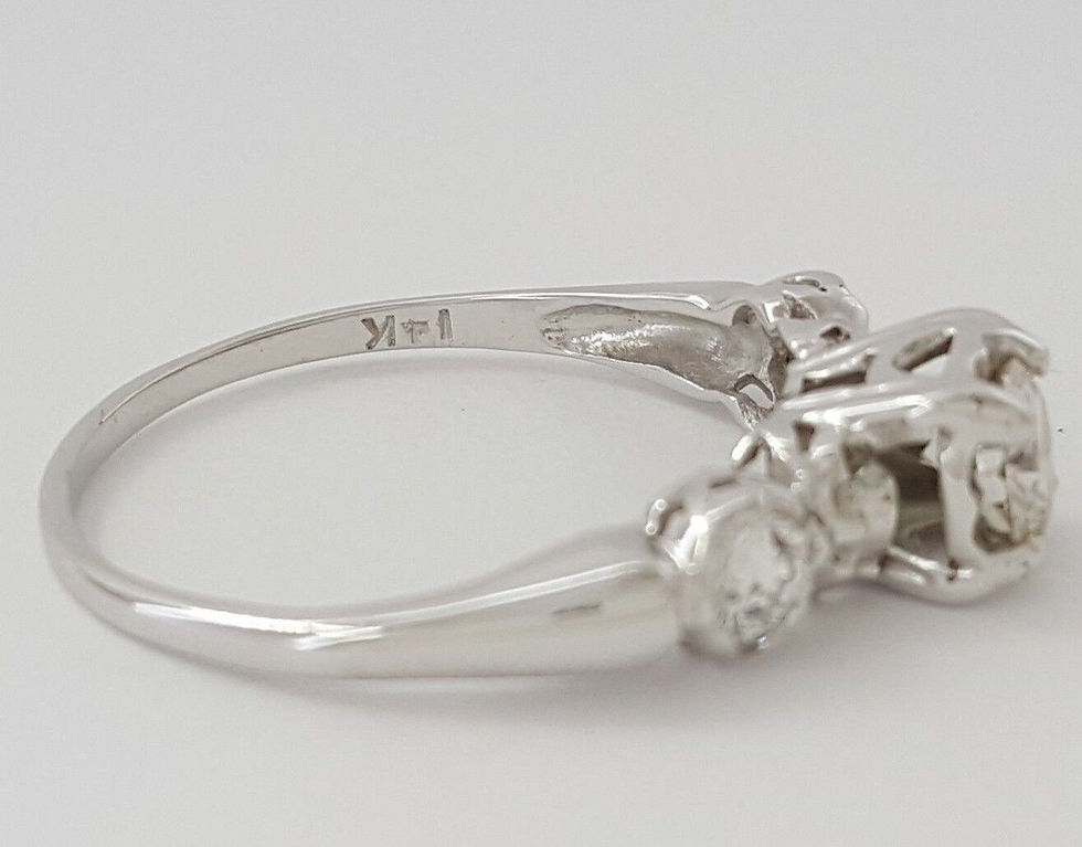 Thumbnail: 0.60 ct Vintage 14k White Gold Round Brilliant Diamond Engagement / Fashion Ring