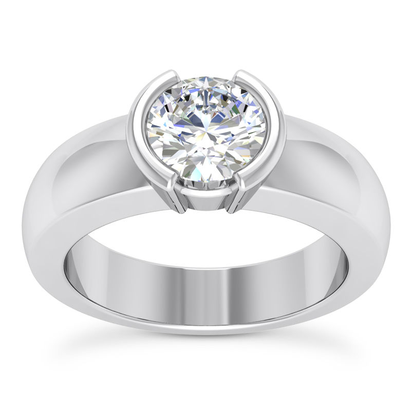 Ladies White Gold Platinum Round Diamond Solitaires Engagement Ring ENR143-1