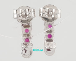 Burma Ruby Diamond Half Hoop Earrings 1.65 ct 18k White Gold 15 mm Retail $3495