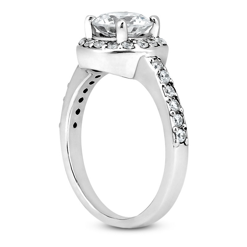 Thumbnail: Ladies 14KT White Gold Platinum Round Diamond Halo Engagement Ring ENR6515