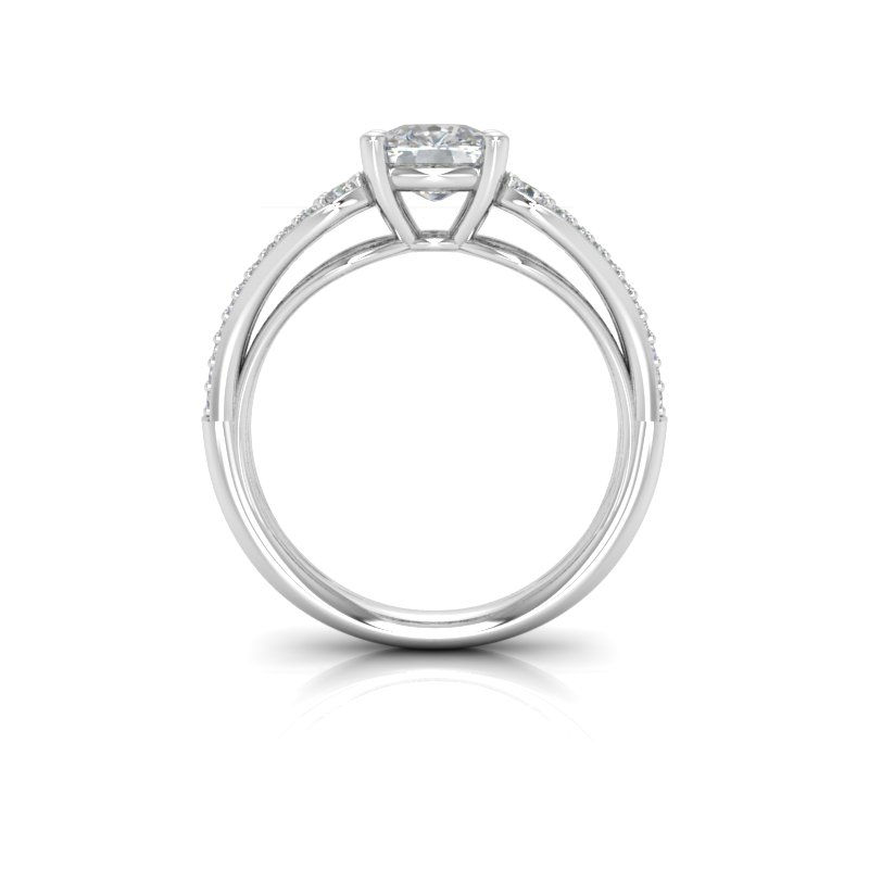 Thumbnail: Ladies 14KT White Gold Platinum Fancy Engagement Ring ENR9309-5.5x5.5