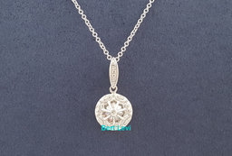 Tacori Round Diamond Halo Pendant Necklace 18K White Gold 1.14 ct Retail $6.5K