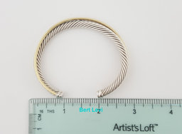 David Yurman Crossover Two Row Cuff Bracelet 18k Gold Silver 37 Grams 6.5"
