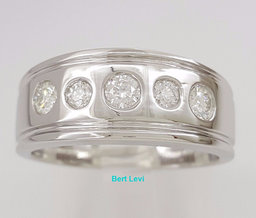 Diamour 0.75 ct 14K White Gold 5 Stone Round Cut Diamond Wedding Ring 9 mm 11.5g