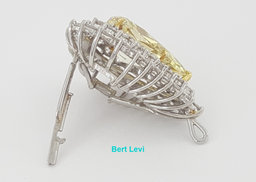 Vintage Pear Fancy Yellow 10 ct Diamond Ring Pendant Platinum GIA