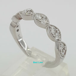 14k White Gold Half Circle Round Diamond Marquise Style Wedding Band Ring 0.5 ct