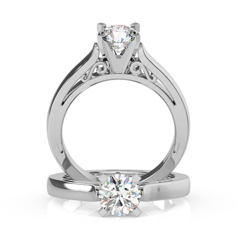 Thumbnail: Ladies 14KT White Gold Platinum Solitaire Engagement Set ENS1992-A