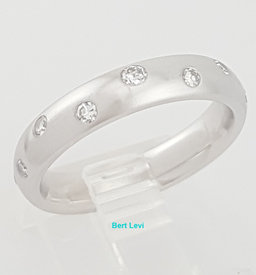 Flush Set Diamond Wedding Band Ring 0.28 ct Brushed 4.3 mm Platinum Retail $2795