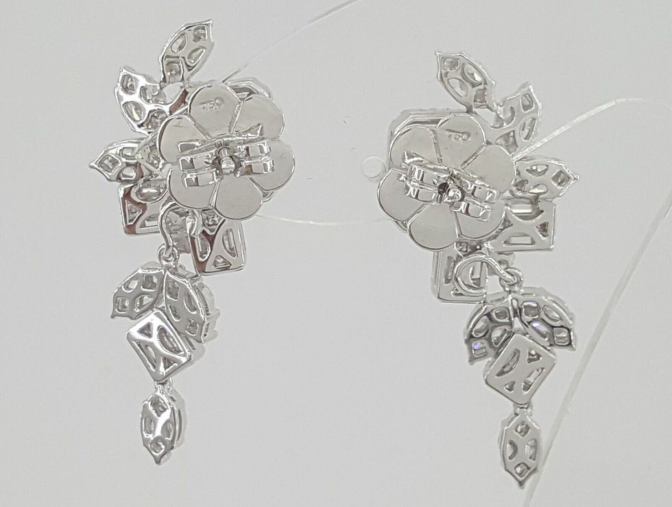 Thumbnail: Marquise Princess Baguette Round Diamond Drop/Dangle Earrings 3.7 ct 18k Rt $12k