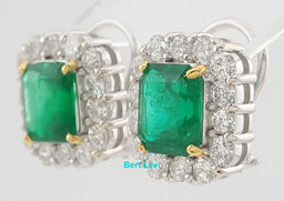 Colombian Green Emerald & Diamond Halo Earrings 8.27 ct 18K White Gold Rtl $35K
