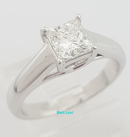 Tolkowsky Princess Ideal Cut Diamond Solitaire Engagement Ring 0.95ct 14k W Gold