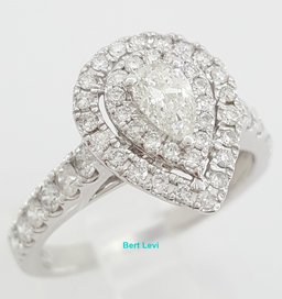 Pear Cut Diamond Double Halo Engagement Ring 1 ct 14K White Gold