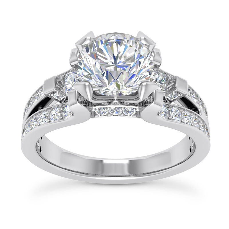 Ladies 14KT White Gold Platinum Fancy Engagement Set ENS2395-1.5-A