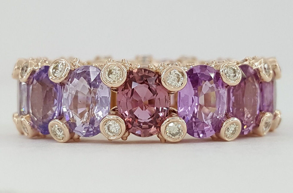 Natural No Heat Rainbow Sapphire Diamond 17.56 ct Full Circle Eternity Ring 18K