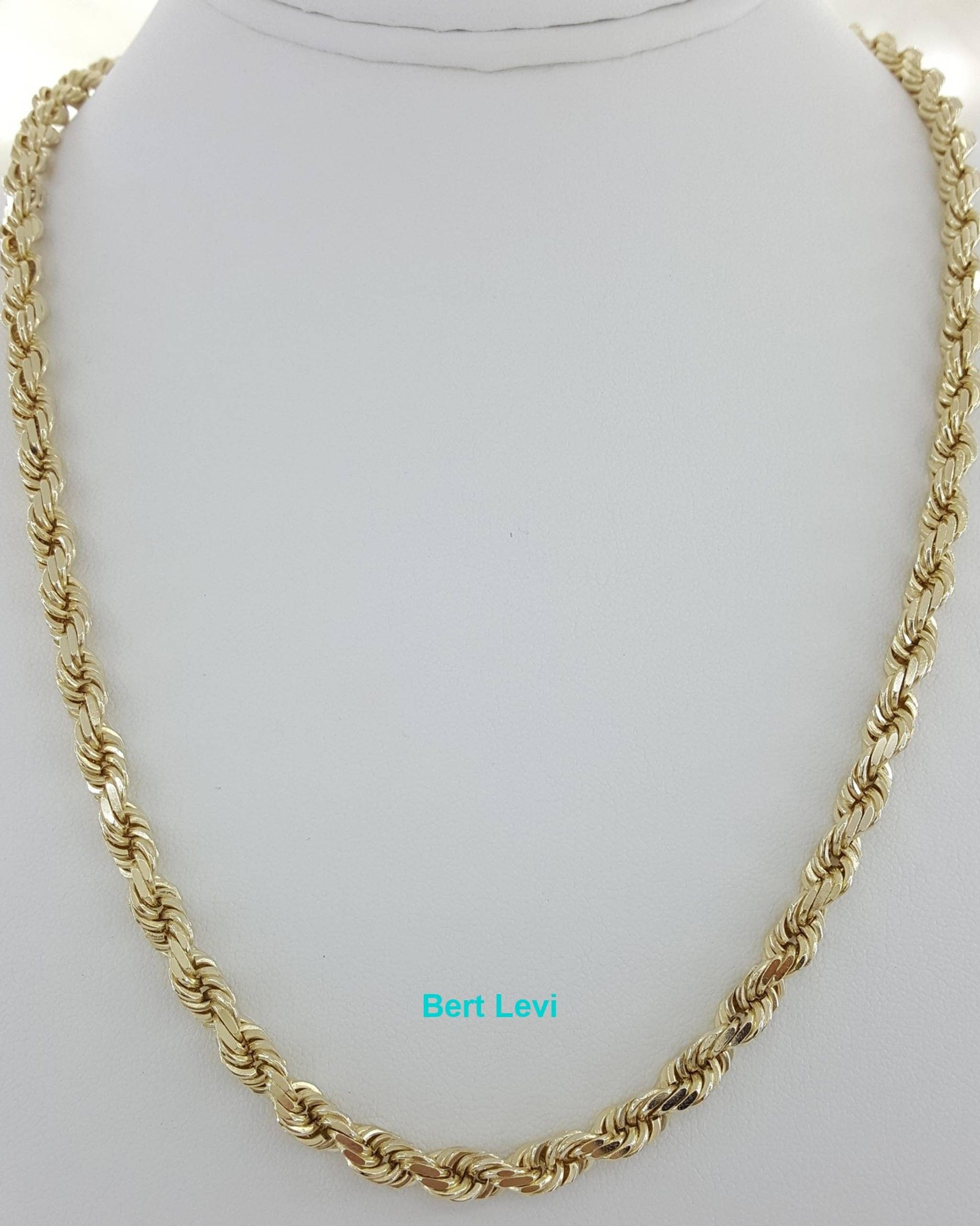 14K Yellow Gold Diamond Cut Rope Chain Necklace 20" 52 Grams 5.5 mm wide