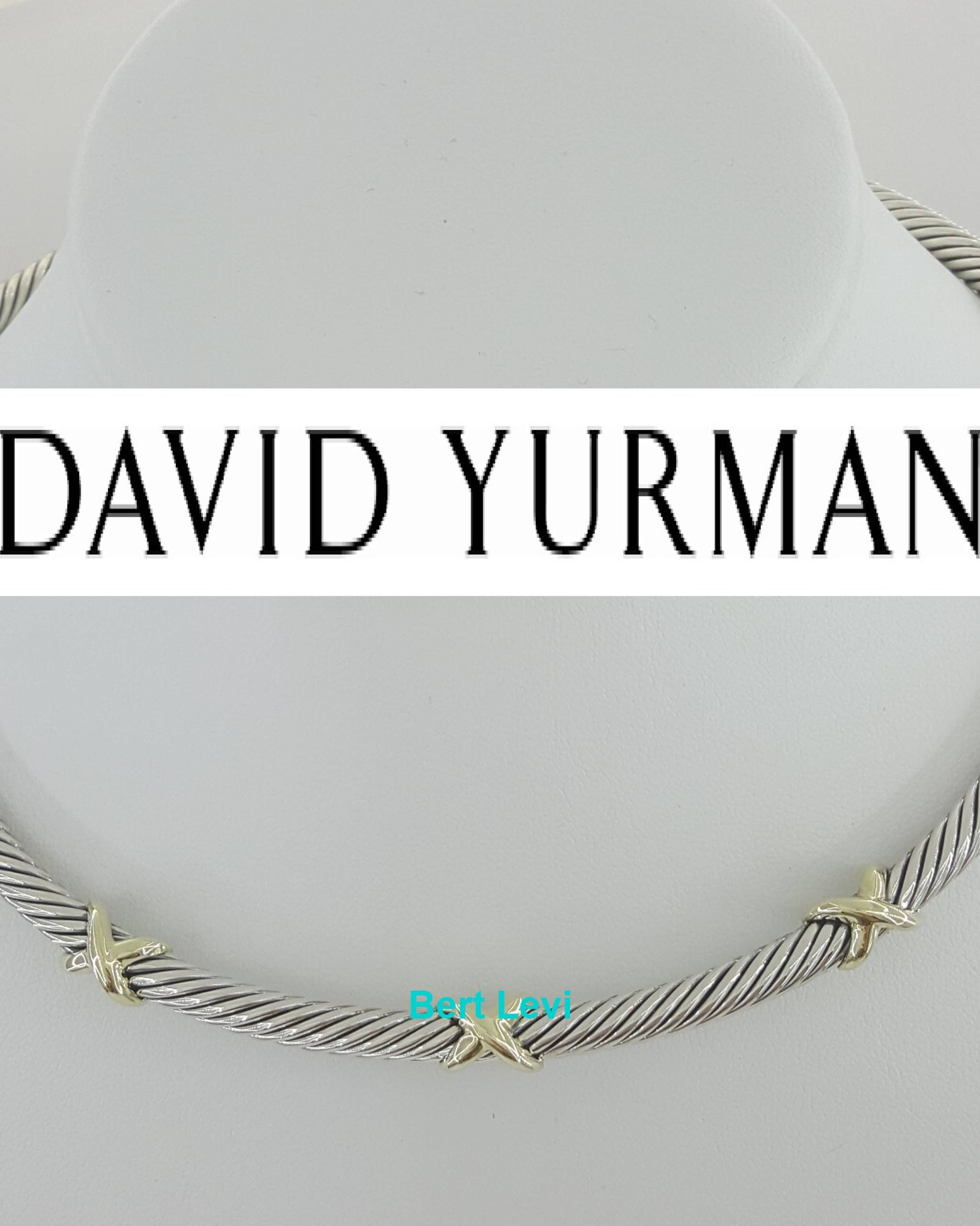 David Yurman Triple "X" Cable Collar Necklace 14k Yellow Gold & Silver