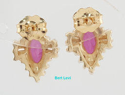 Marquise Ruby Diamond Halo Stud Earrings 1.46 ct 14k Yellow Gold