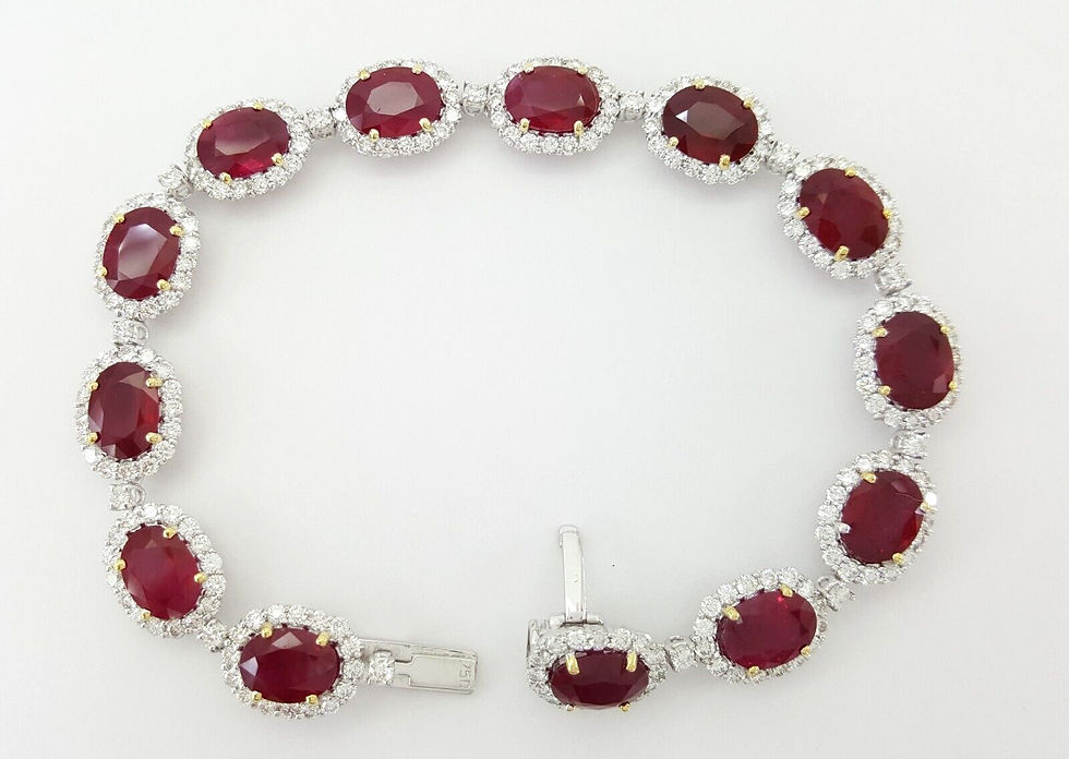 Thumbnail: Oval Burma Pigeon Blood Ruby & Diamond 18k 2-Tone Gold Bracelet 24.5 ct Rt $180K