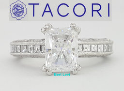 TACORI 1.65 ct Emerald Radiant Cut Platinum Semi-Mount Diamond Engagement Ring
