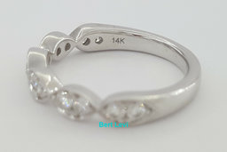 14k White Gold Half Circle Round Diamond Marquise Style Wedding Band Ring 0.5 ct
