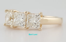 5 Five Stone Princess Cut Diamond Ring 3.67 ct 14k Yellow Gold Retail $8,900