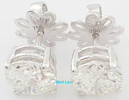 Natural Round Brilliant Cut Diamond Stud Earrings 5 ct 18k White Gold Rtl $65K